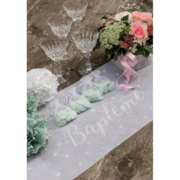 6 sachets à dragées Blanc & Or pour Baptême