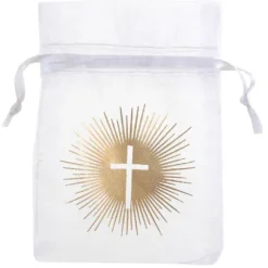 6 sachets à dragées Communion Or