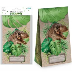 6 sachets en papier - Collection Dinosaure