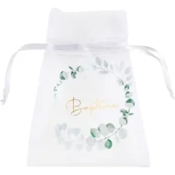 4 sachets en tissu organdi - 7,5 x 10 cm - Collection Baptême Végétal