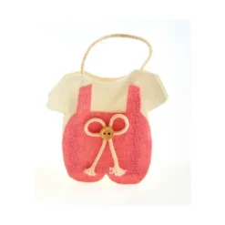 4 Sachets pour dragées en lin salopette rose