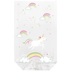 10 sachets transparents avec clips - 11,5 x 19 cm - Licorne