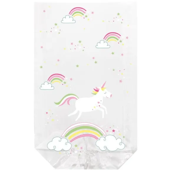10 sachets transparents avec clips - 11,5 x 19 cm - Licorne