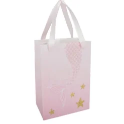4 Sacs Cadeaux - Sirène rose et floqué iridescent