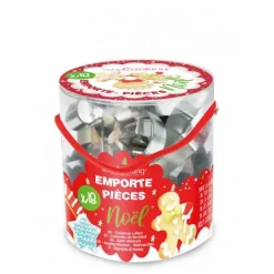 Seau de 18 découpoirs en acier - Noël