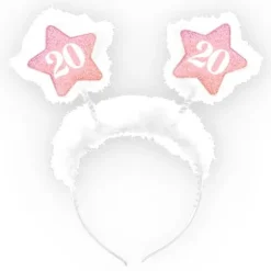 Serre-tête Anniversaire Adulte 20 ans - Rose et Blanc
