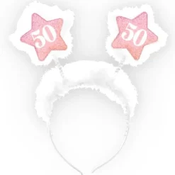 Serre-tête Anniversaire Adulte 50 ans - Rose et Blanc