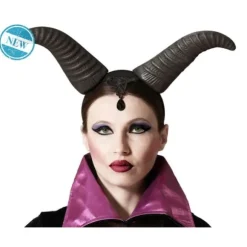 Serre-tête à cornes noires d'Halloween pour femme