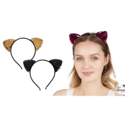 Serre-tête d'oreilles de chat à sequins - Couleur Aléatoire
