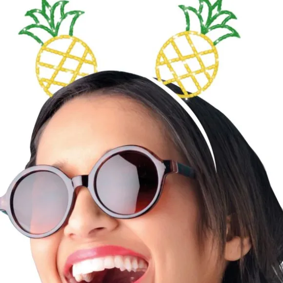 Serre-tête hawaïen avec ananas pailletés en métal