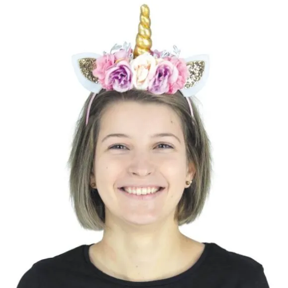 Serre-Tête Licorne Pailleté à Fleurs