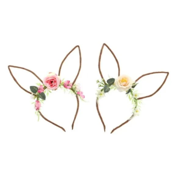 Serre-tête pour Pâques - Oreilles de lapin avec fleurs - Couleur Aléatoire