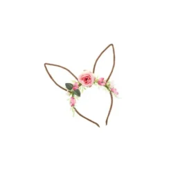 Serre-tête pour Pâques - Oreilles de lapin avec fleurs - Couleur Aléatoire
