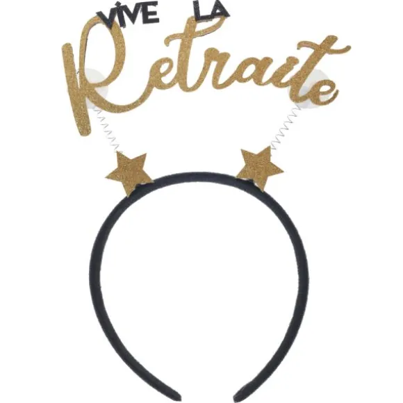 Serre-tête "Vive la Retraite" en plastique - 21 x 25 cm - Collection Retraite Dorée - Couleur au choix