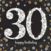 16 Serviettes 30 Ans - Argent / Noir