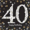 16 Serviettes 40 Ans - Argent / Noir