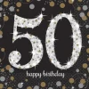 16 Serviettes 50 Ans - Argent / Noir