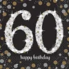 16 Serviettes 60 Ans - Argent / Noir