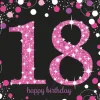 16 Serviettes 18 Ans - Rose / Noir
