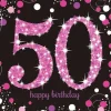 16 Serviettes 50 Ans - Rose / Noir