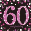 16 Serviettes 60 Ans - Rose / Noir