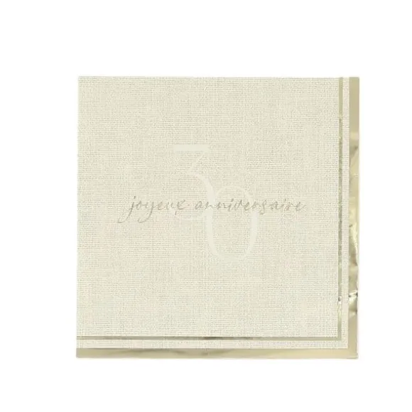 15 serviettes cocktail en papier - 24 x 24 cm - Collection Gold'n Age - Âge au choix