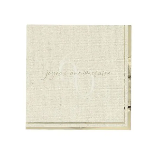 15 serviettes cocktail en papier - 24 x 24 cm - Collection Gold'n Age - Âge au choix