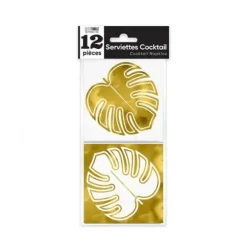 12 serviettes à cocktail or - Feuille