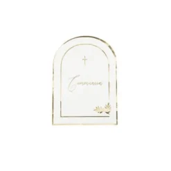16 Serviettes - Collection Communion Pureté Blanc et Or