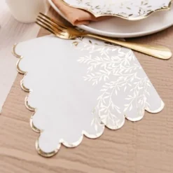 16 Serviettes - Collection Jolis Brins - Blanc et Or