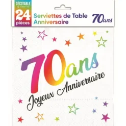 24 Serviettes de Table Métallisées Multicolore - Âge au choix