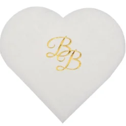 10 serviettes en forme de cœur Blanc & Or - Collection BB