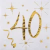 20 Serviettes en Papier Anniversaire - Blanc et Or - 40 ans