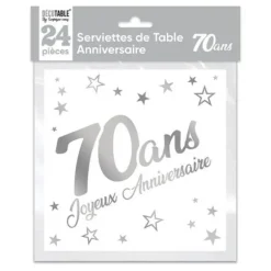 24 Serviettes en papier - Argent Métallisé - Age au Choix