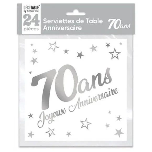 24 Serviettes en papier - Argent Métallisé - Age au Choix