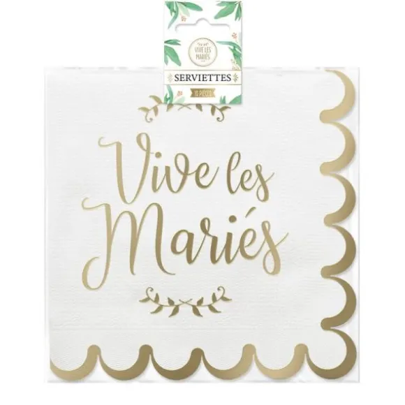 10 serviettes en papier - Collection Vive les Mariés
