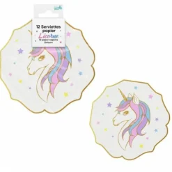 12 serviettes en papier - Diamètre 14,5 cm - Collection Licorne