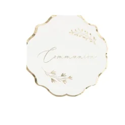 16 serviettes en papier FSC® - 32 x 32 cm - Collection Communion Blanc et Or