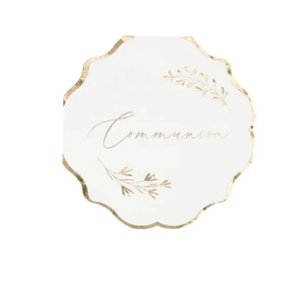 16 serviettes en papier FSC® - 32 x 32 cm - Collection Communion Blanc et Or