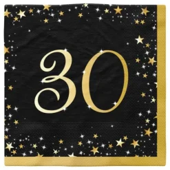 16 serviettes en papier pour anniversaire - 33 x 33 cm - Collection Starlight - Âge au choix