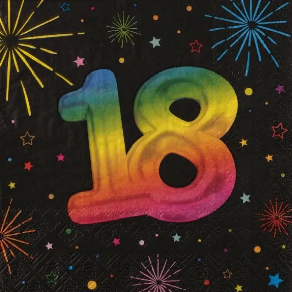 12 serviettes en papier pour anniversaire - 33 x 33 cm - Collection Festicolor - Âge au choix