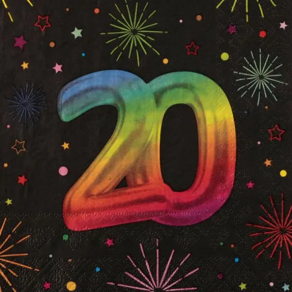 12 serviettes en papier pour anniversaire - 33 x 33 cm - Collection Festicolor - Âge au choix