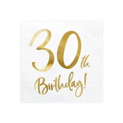 20 serviettes en papier pour anniversaire - 33 x 33 cm - Âge au choix