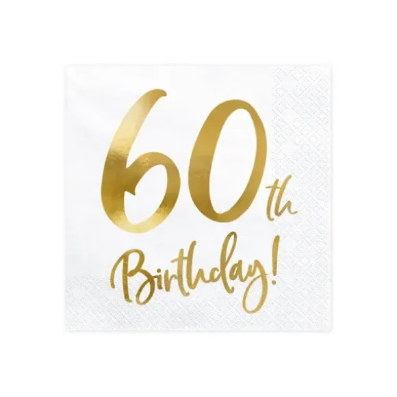 20 serviettes en papier pour anniversaire - 33 x 33 cm - Âge au choix