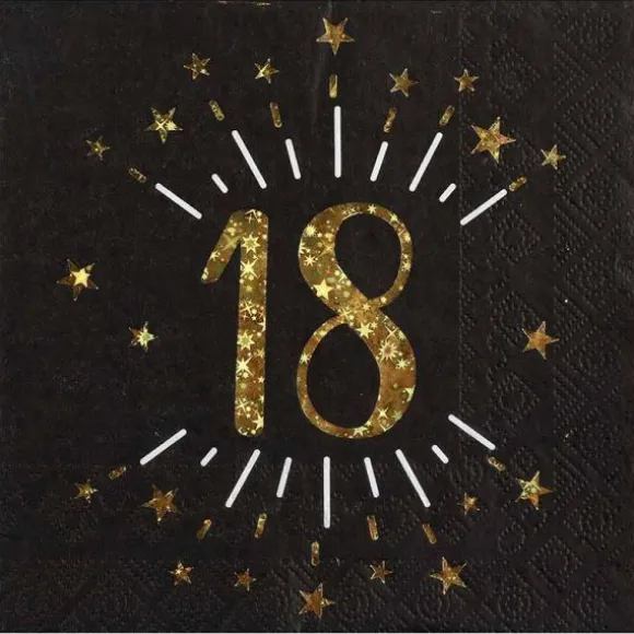 10 serviettes en papier - 33 x 33 cm - Collection Joyeux Anniversaire Étincelant Or - Âge au choix