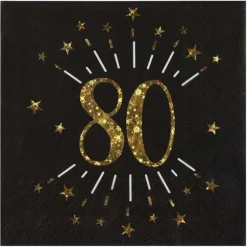 10 serviettes en papier - 33 x 33 cm - Collection Joyeux Anniversaire Étincelant Or - Âge au choix