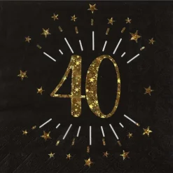 10 serviettes en papier - 33 x 33 cm - Collection Joyeux Anniversaire Étincelant Or - Âge au choix