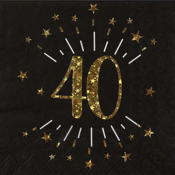 10 serviettes en papier - 33 x 33 cm - Collection Joyeux Anniversaire Étincelant Or - Âge au choix
