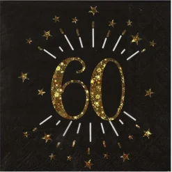 10 serviettes en papier - 33 x 33 cm - Collection Joyeux Anniversaire Étincelant Or - Âge au choix