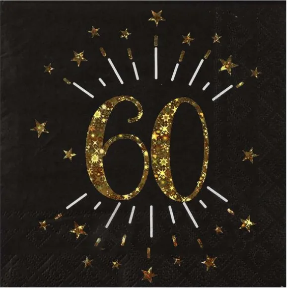 10 serviettes en papier - 33 x 33 cm - Collection Joyeux Anniversaire Étincelant Or - Âge au choix